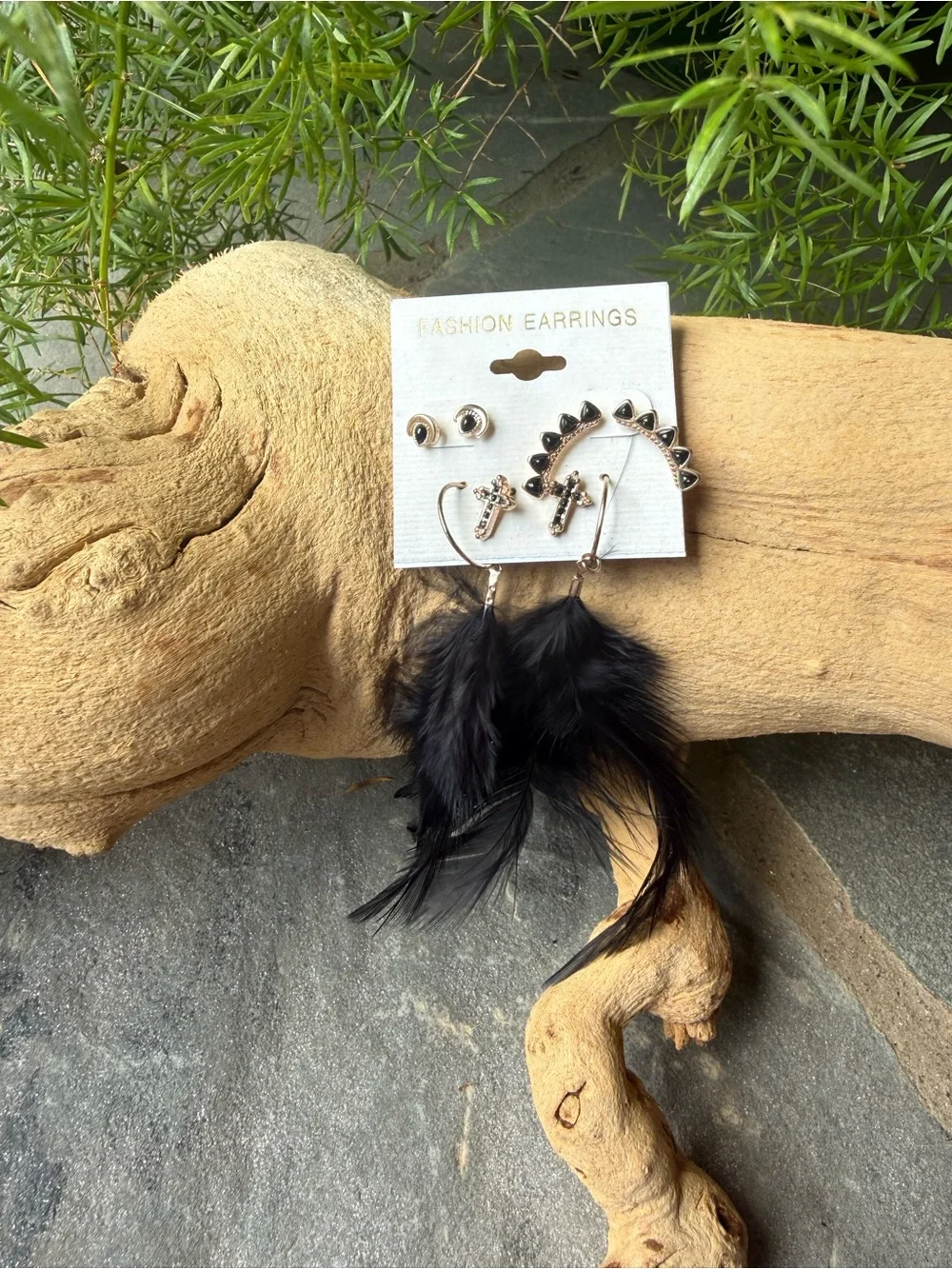 New🌟Free People -Set of 4 Feather Drop Earring Set - Black
